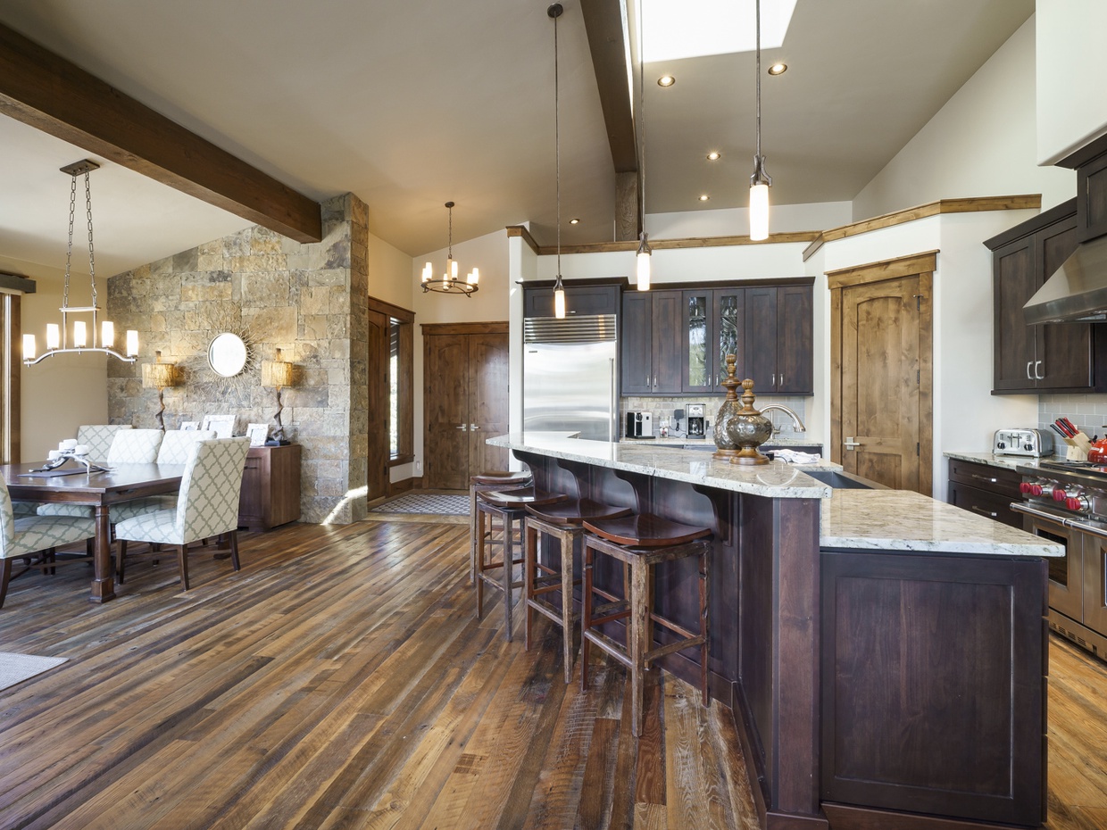 Kitchen and dining area of Luxury Vacation Ski Rental in Breckenridge