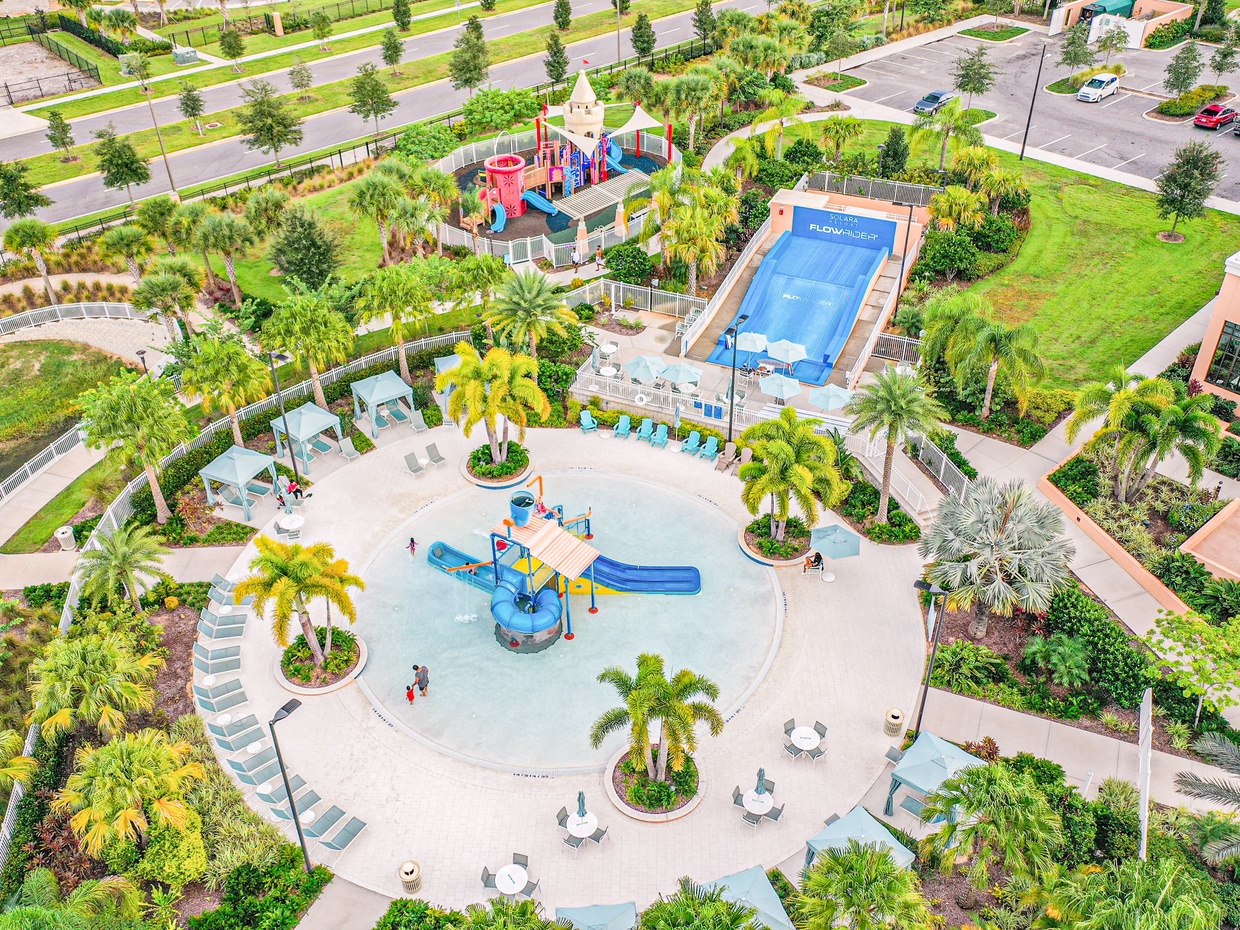 Resort pool area with Wave Runner Surfing Simulator