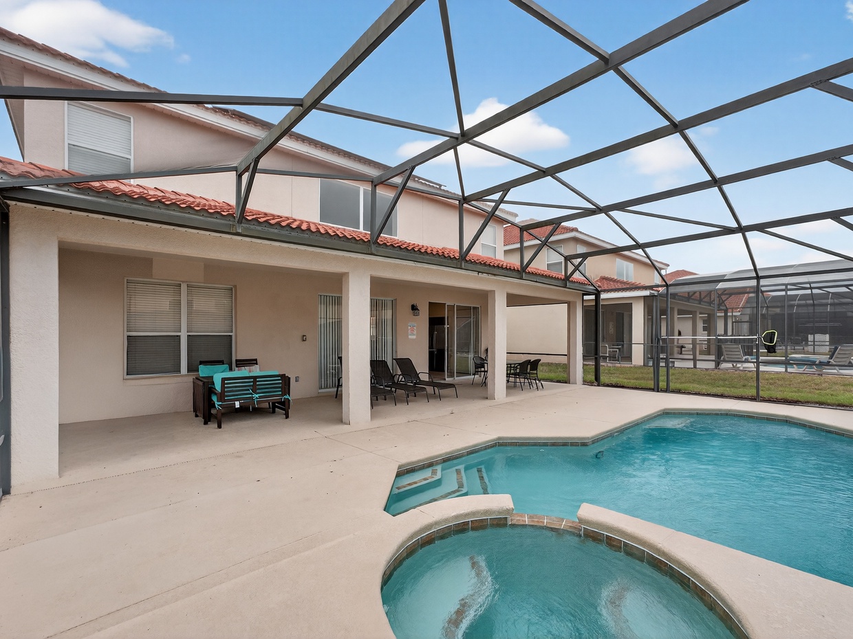 Take a dip in your private pool, the perfect spot to cool off and enjoy the Florida sunshine.