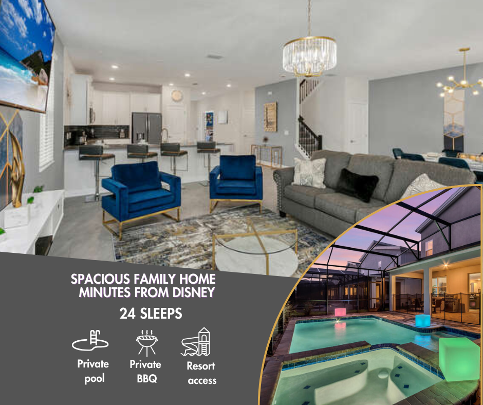 Enjoy a fun-filled vacation at our 9-bedroom home, comfortably hosting up to 24 people!