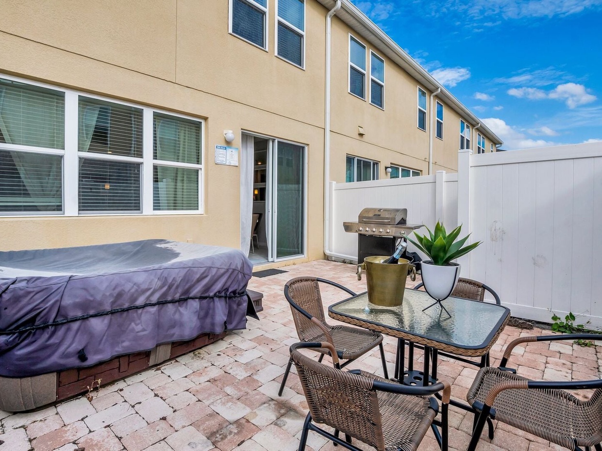 Enjoy a family barbecue or a relaxing time in the hot tub at our private patio.