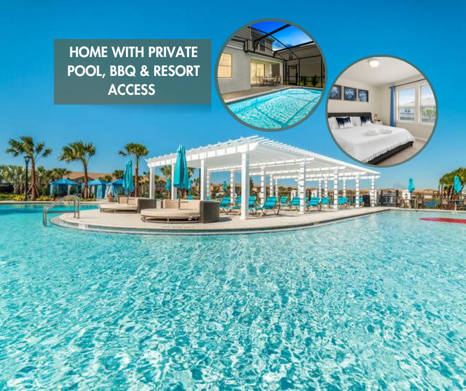 Bring your family and friends to enjoy in a gated resort home with private pool and BBQ grill.