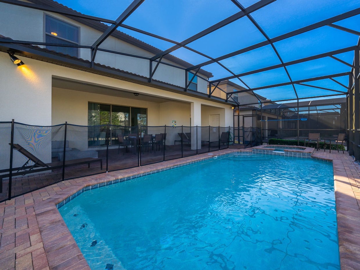 Enjoy our beautiful outdoor area featuring a private pool with optional heating, a BBQ grill, and a spacious dining area.