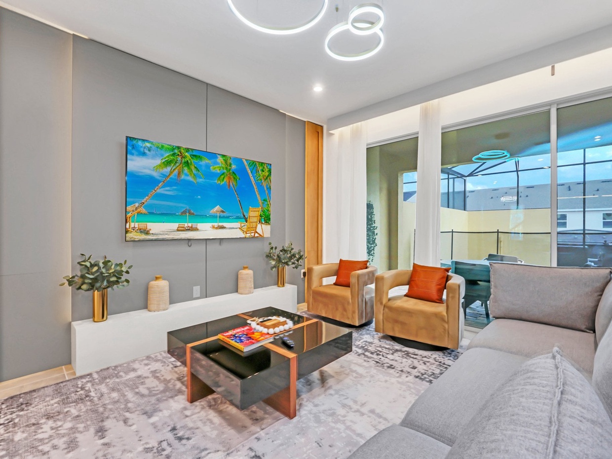 Relax on the comfortable sectional sofa and enjoy your favorite shows after a fun day exploring Orlando!