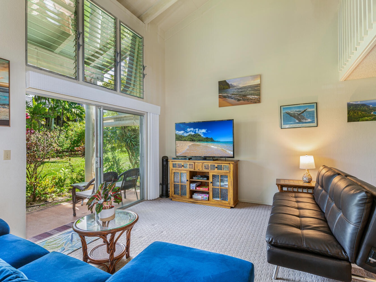 Inside your beautiful home you'll find a light-filled, open living space with lovely high ceilings, and access to the lanai. Leave the screen doors open and let the cooling trade winds fill the space