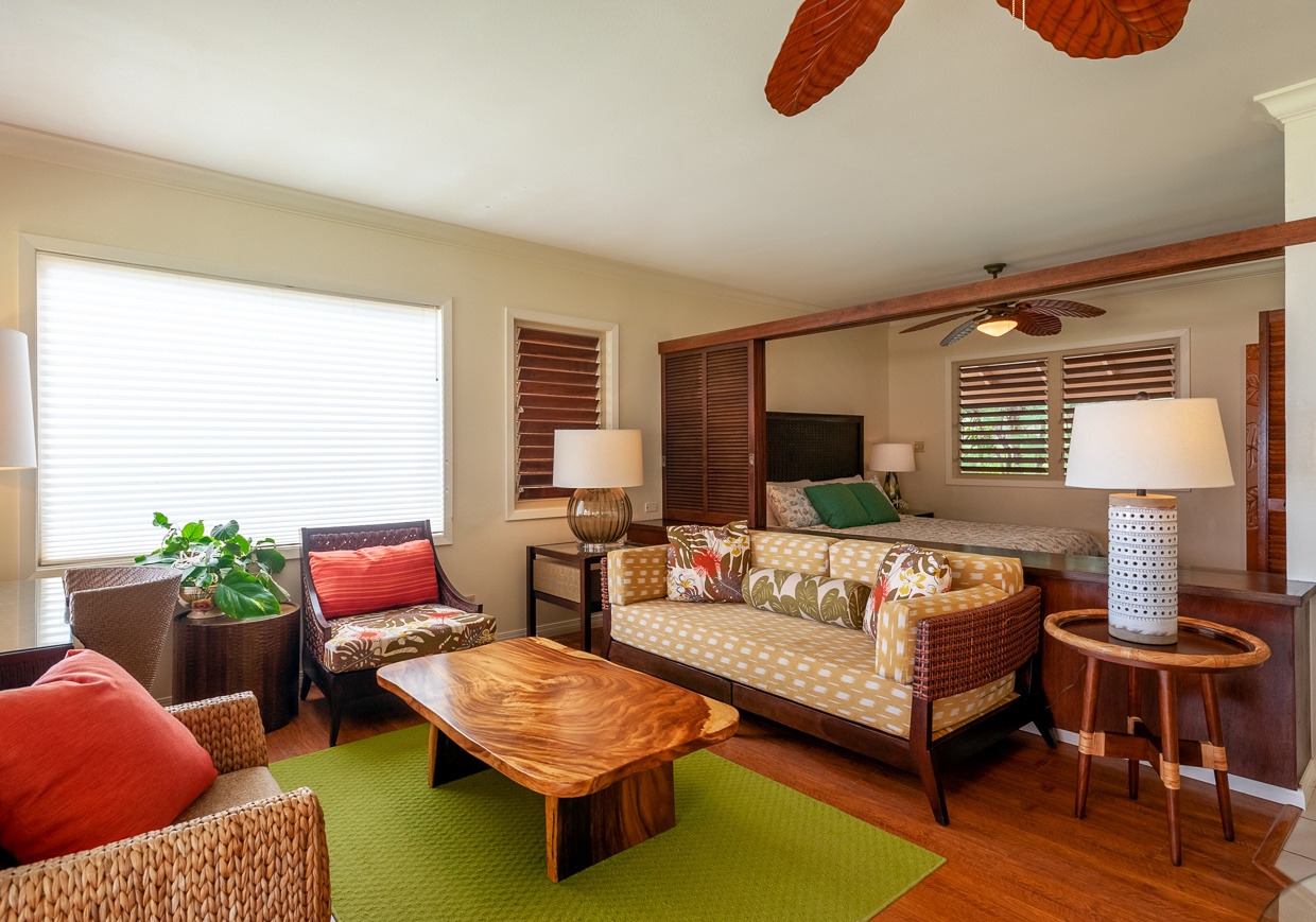 Inside your beachfront escape you'll find a cute and cozy living space, with island style furnishings and decor. 