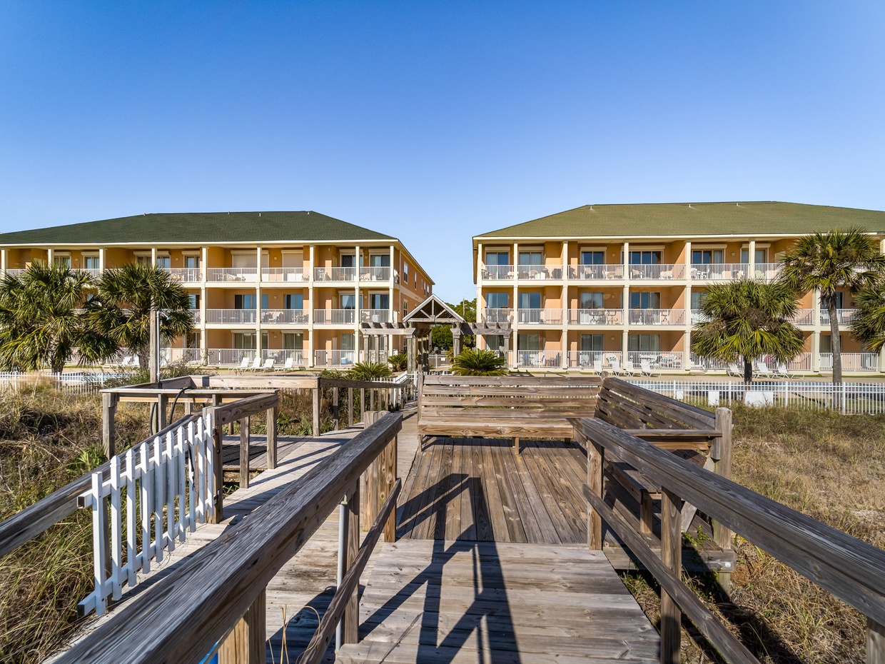 view of buildings from boardwalk
