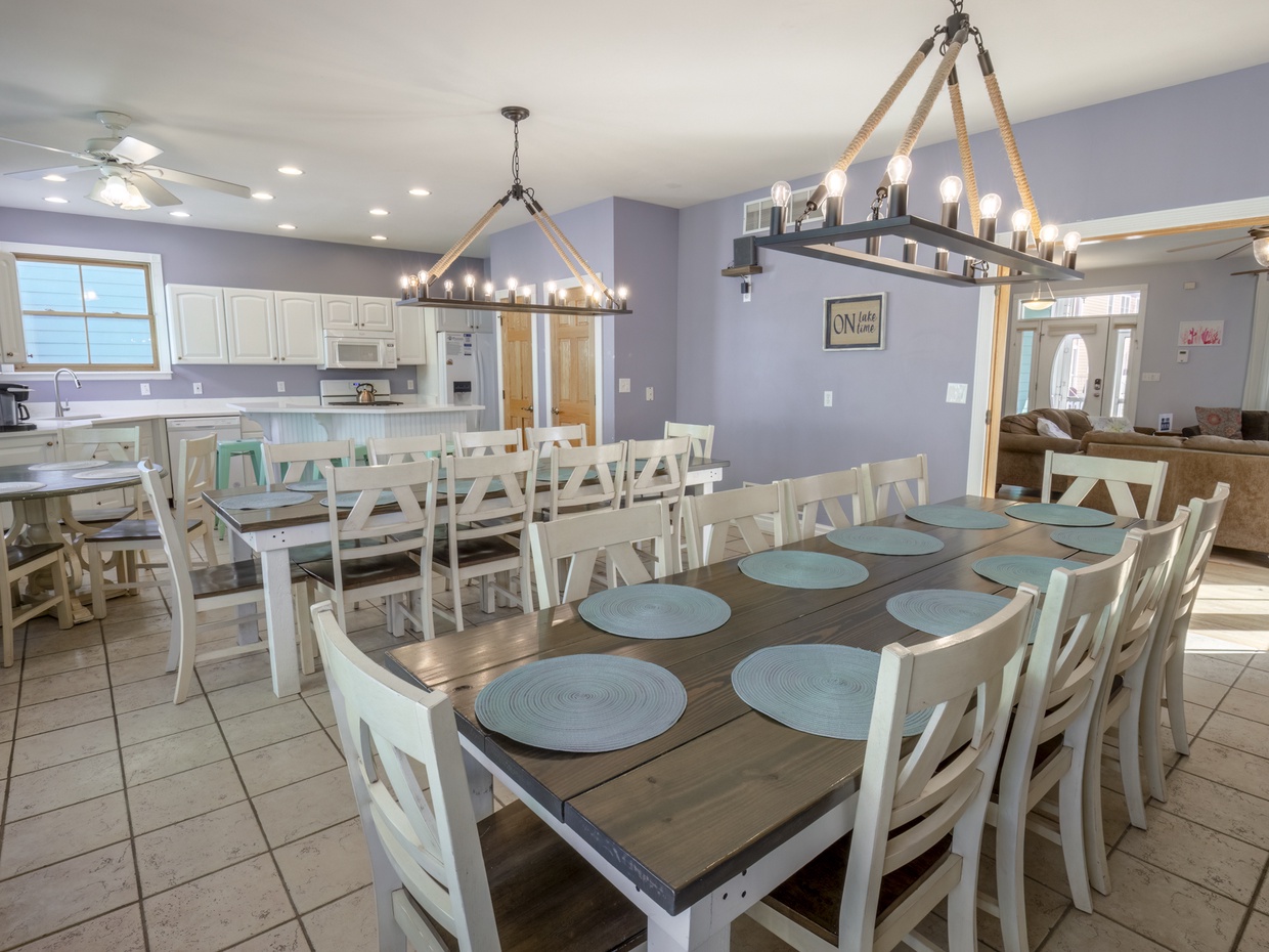 Gather together around these custom designed farm style tables.