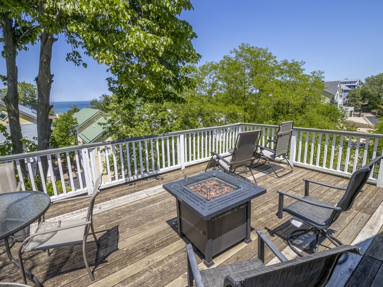 Third Level Lake Michigan View | Deck with Fire Pit