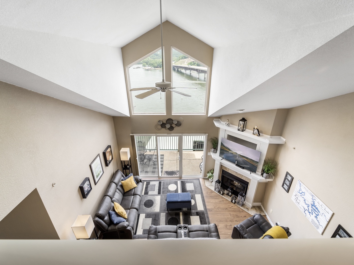 View of living area from loft