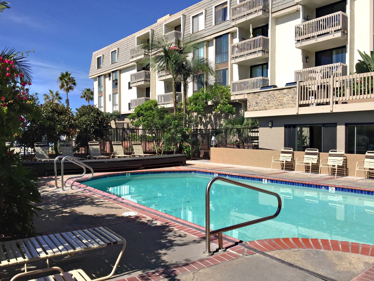 The swimming pool is heated year-round.