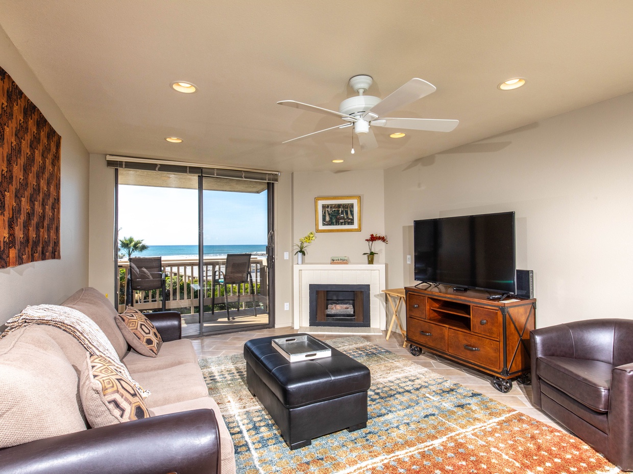 The ocean-view living area is a great place to hang out and relax!