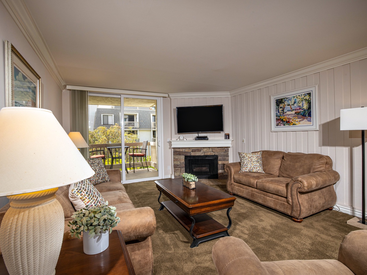 The comfortable and inviting living area is a great place to relax after a day in the sun and surf!