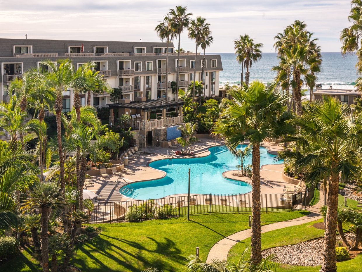 The ocean view pool is heated year-round for your swimming pleasure.
