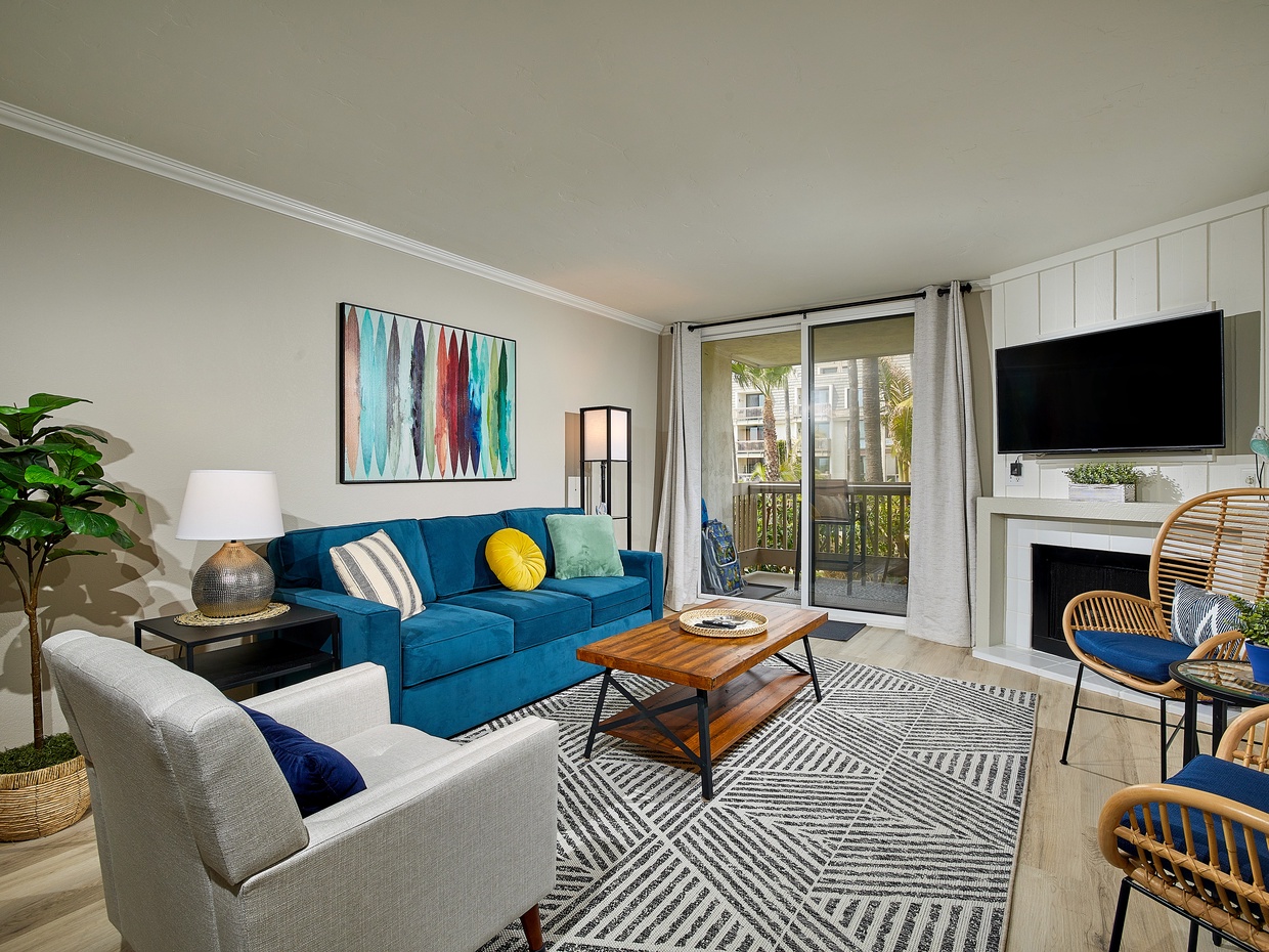 The living area has been beautifully refurbished with 3 chairs and a queen sofa bed.