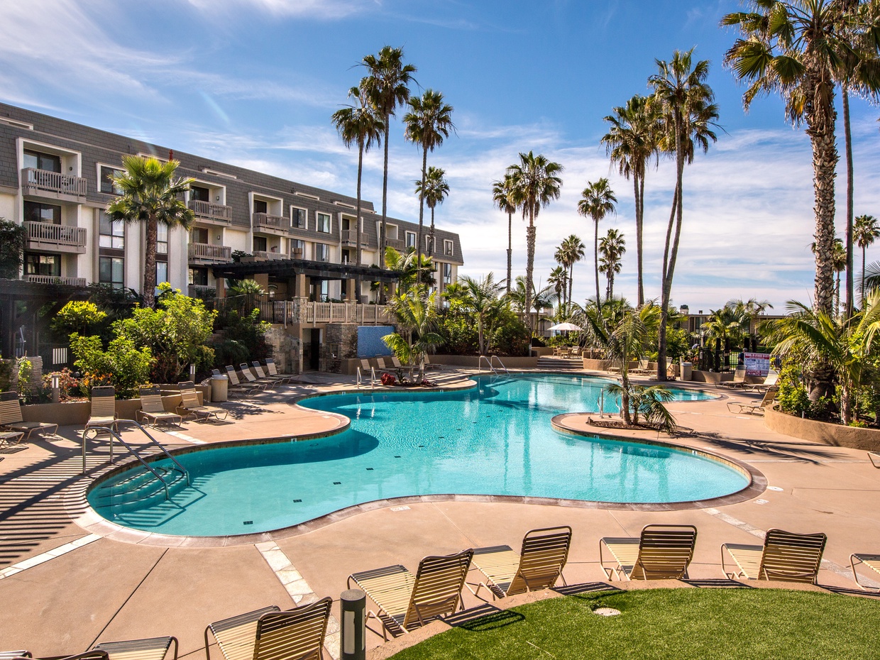 The lagoon style pool is heated year-round for your swimming pleasure.