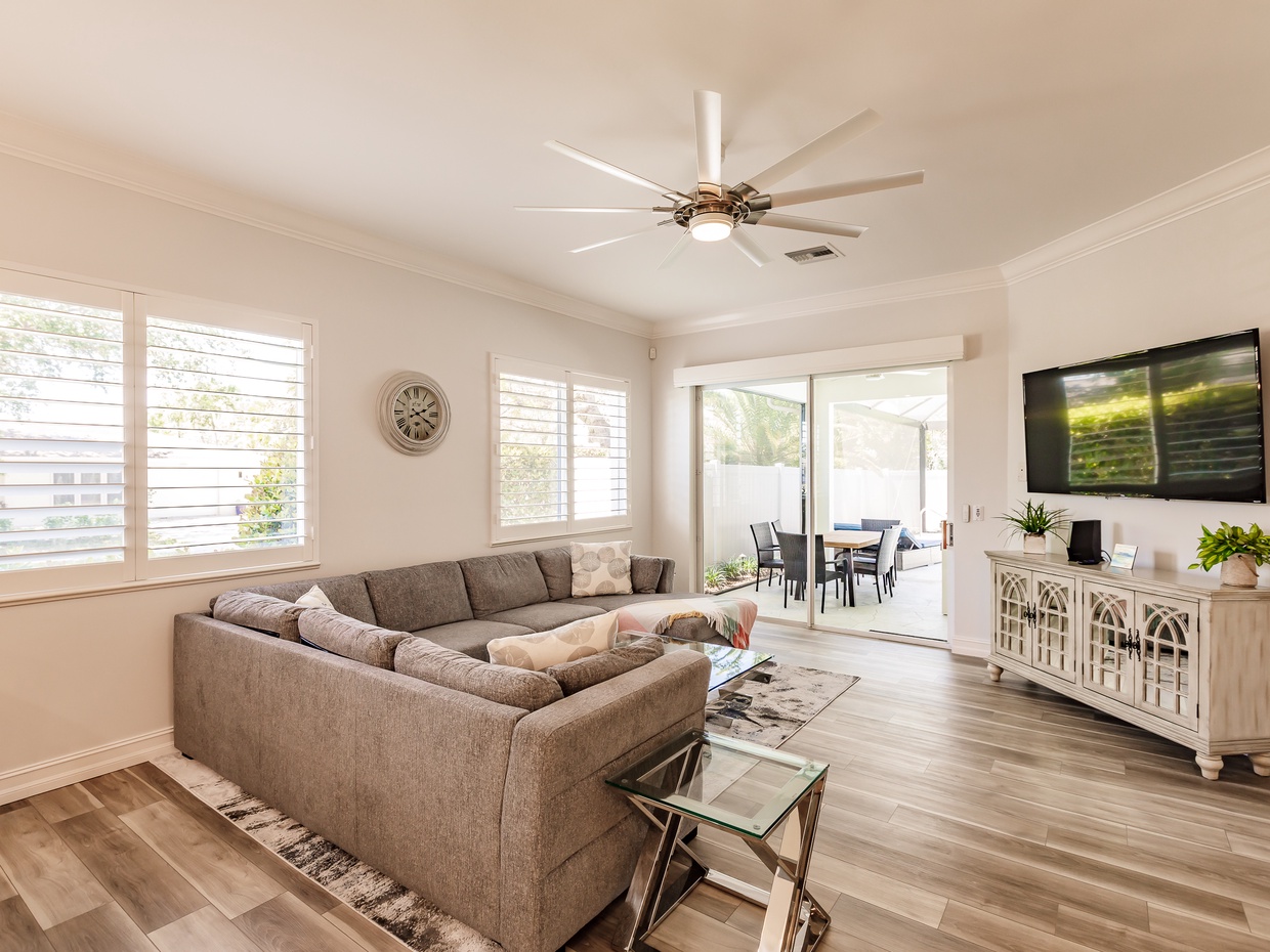 Indoor living space leading out to the lanai