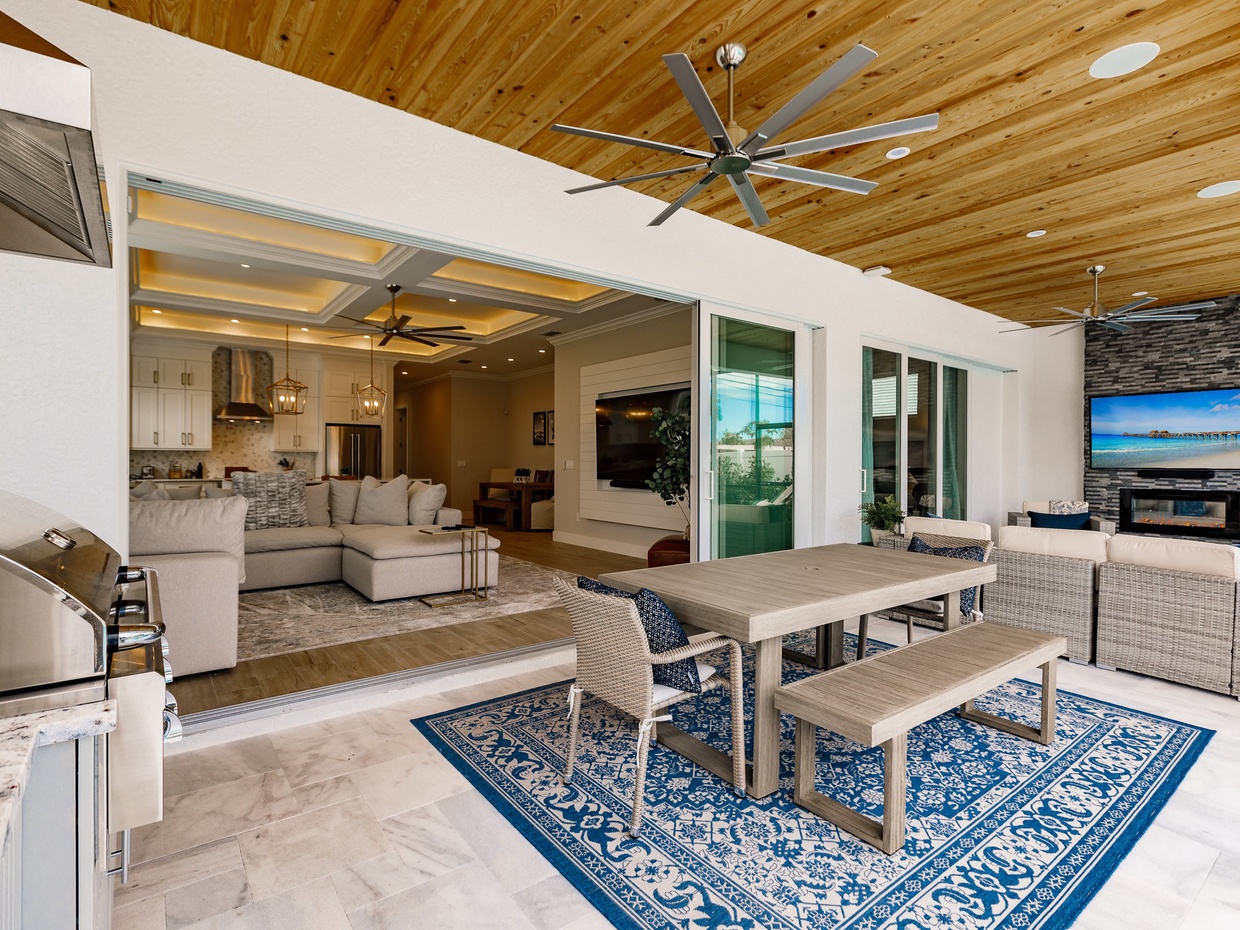 Outdoor grill, dining and lounge area