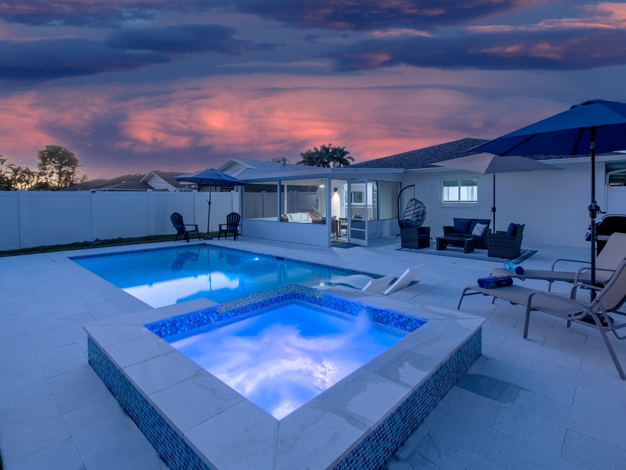 Pool Area + Hot tub
