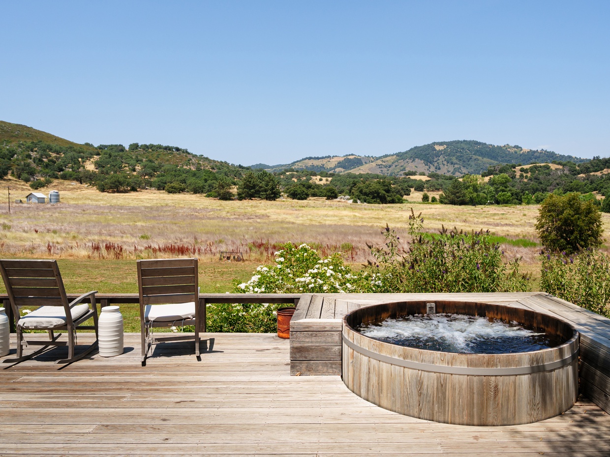 Enjoy breezy afternoons or cool nights in the hot tub. 