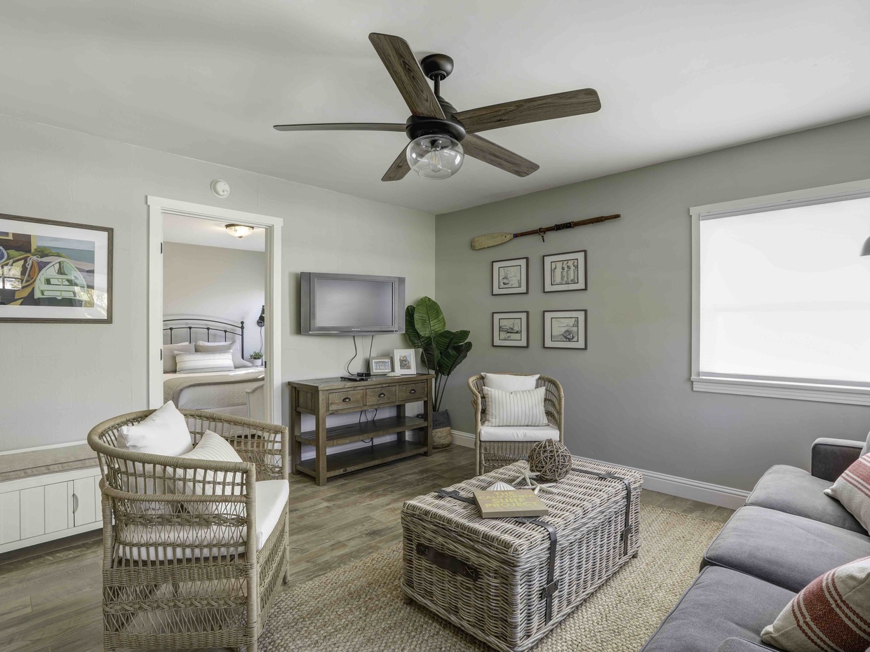 Just off the living room is access to a bedroom.