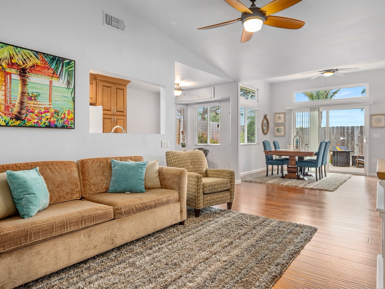Open, spacious and natural light fills the living and dining areas.