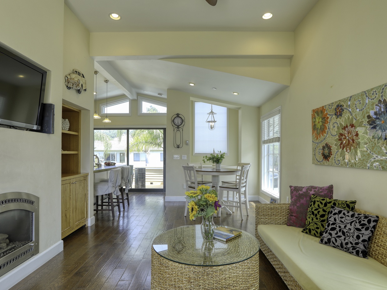 Your getaway offers flow-through living space for entertaining family and friends.