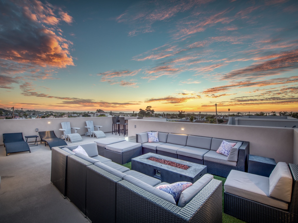 Open air living at its finest. The roof deck of Surf and Sunset.