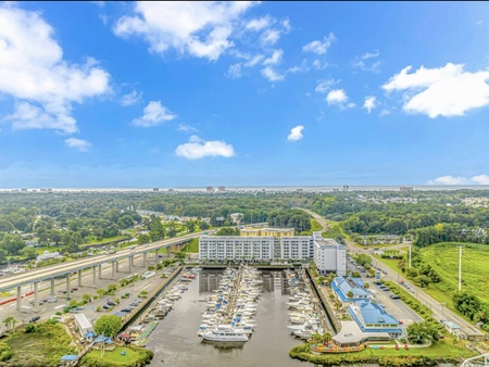 aerial view of marina