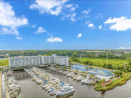 aerial view of marina 