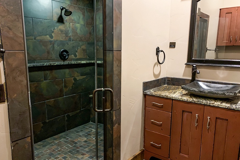 Bathroom off Family Room with Double Shower - Perfect for Rinsin