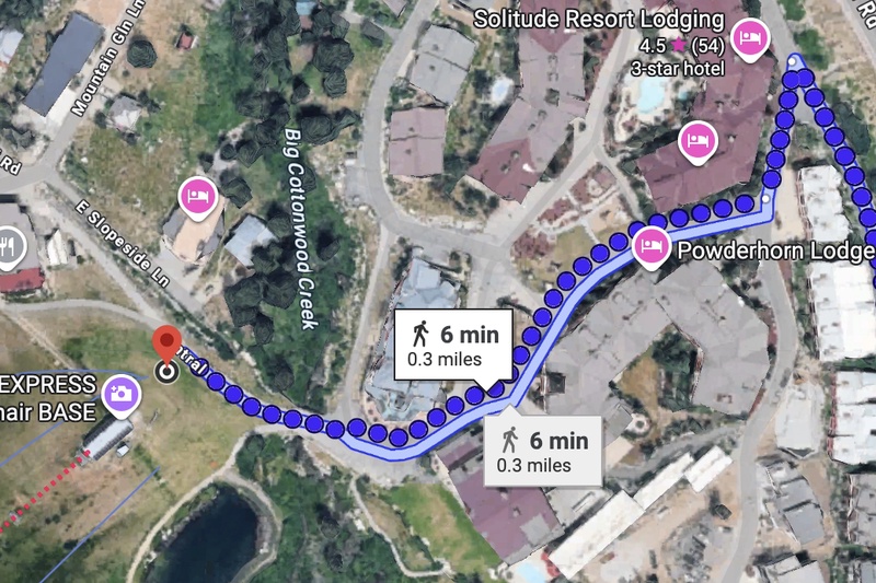 The walk from the home to the closest chairlift