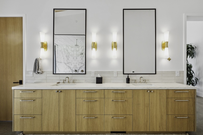 Primary bedroom bathroom with double sinks