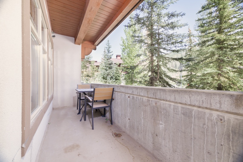 Enjoy your morning coffee surrounded by peaceful pines and fir t