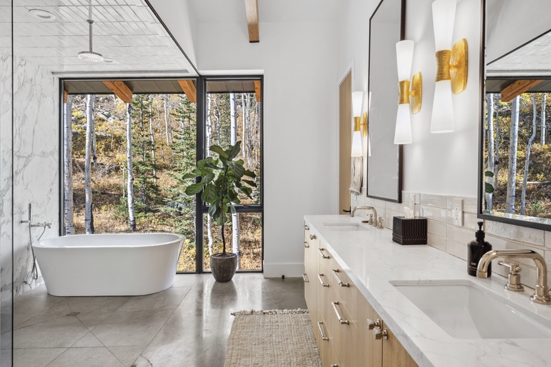 Primary Bathroom with Soaking Tub and Shower