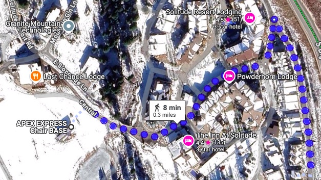 Walking from the unit to the Apex Express is 0.3 miles