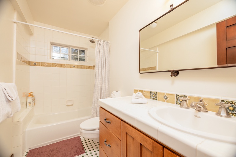 Upstairs Bathroom has shower/tub combo