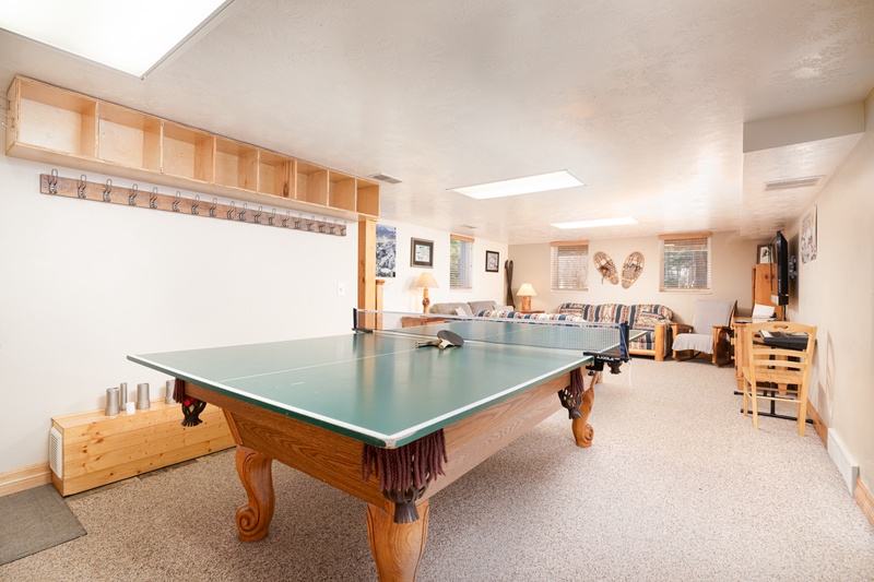 Lower Level Gear and Game Area with Pool / Ping Pong Table