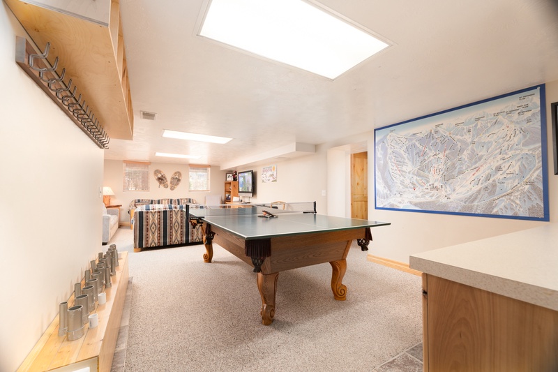 Lower Level Gear and Game Area with Pool / Ping Pong Table