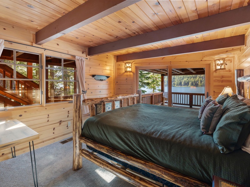 Primary suite - king bedroom - downstairs with access to the lower deck