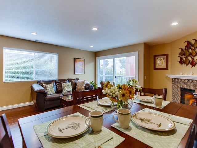 Dining area and living room.