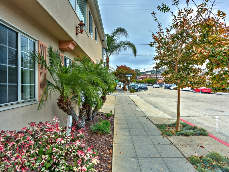 Side walk in front of Blue Topaz.