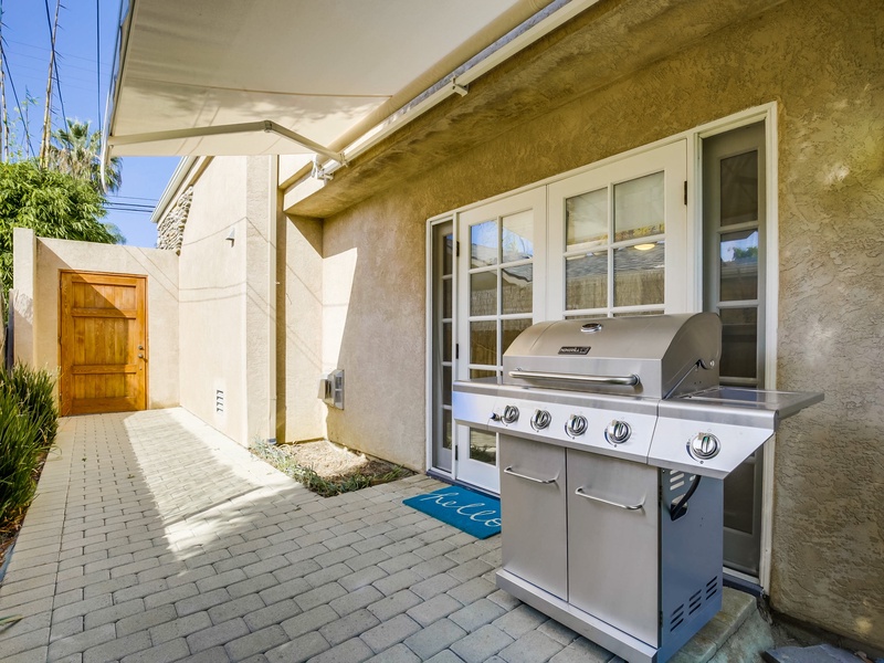 BBQ by front door for outside cooking.
