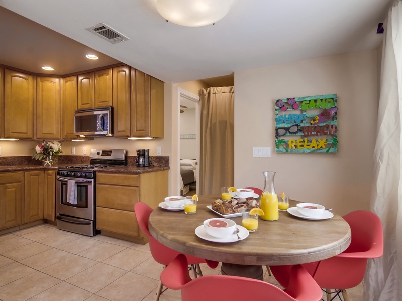 Dining table for enjoying meals together.