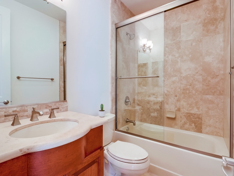 En suite downstairs bathroom in guest master suite.