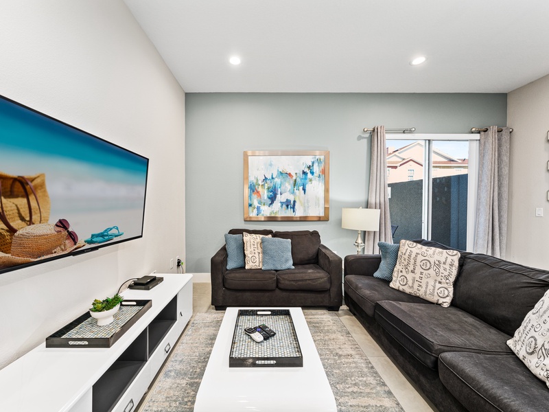 Enjoy cozy movie nights with your friends and family in our ample plush seating.