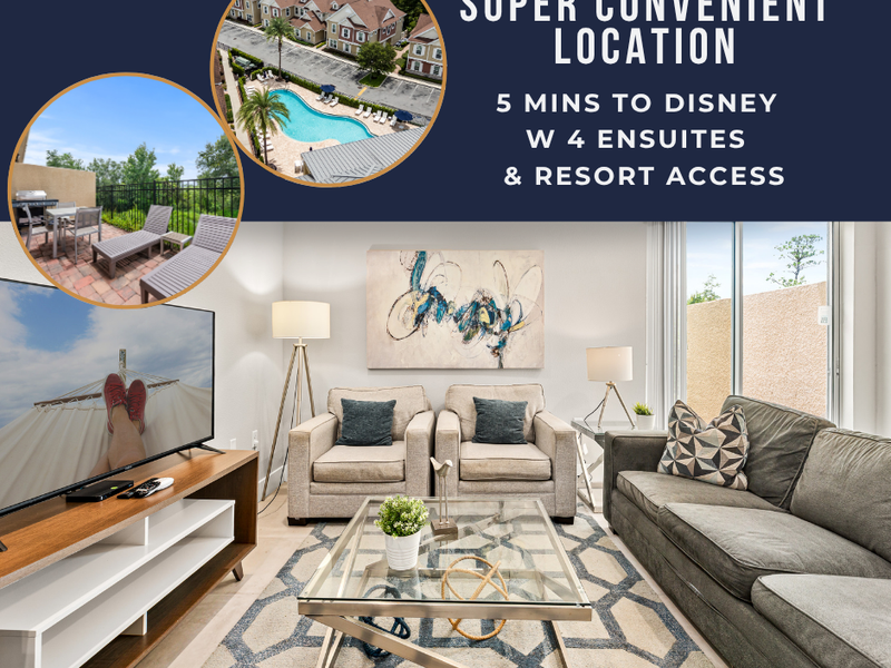 Super convenient location, just a 5-minute drive from Disney World! 4-ensuite home in Summerville Resort.
