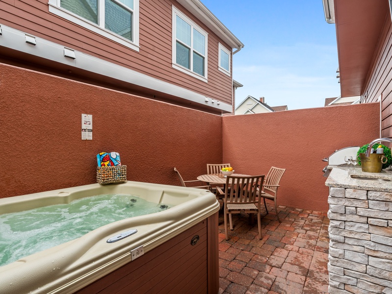 Relax in your private hot tub after a long day at the parks!