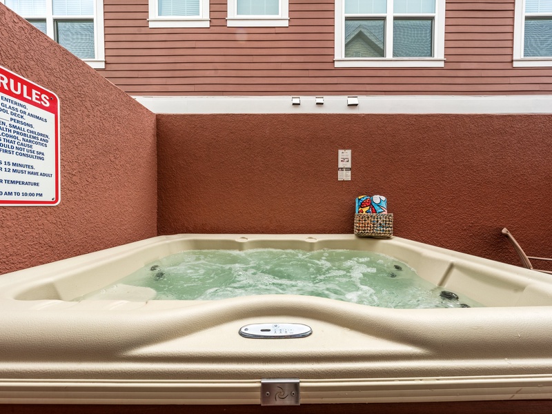 Relax in your private hot tub after a long day at the parks!