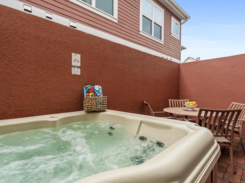 Relax in your private hot tub after a long day at the parks!
